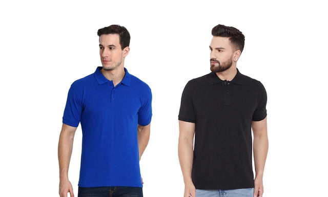 Men's Solid Polo Neck Polycotton T-Shirt – Pack of 2