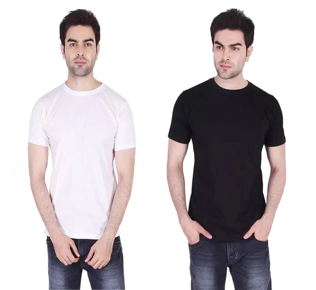 Men's Solid Round Neck Polycotton Multicolor T-Shirt – Pack of 2